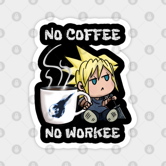 Chibi Cloud Coffee Kawaii Final Fantasy 7 Cloud Strife Magnet by Gamers Utopia