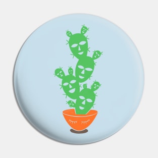 Cactus Tree Bowl Human Faces Pin