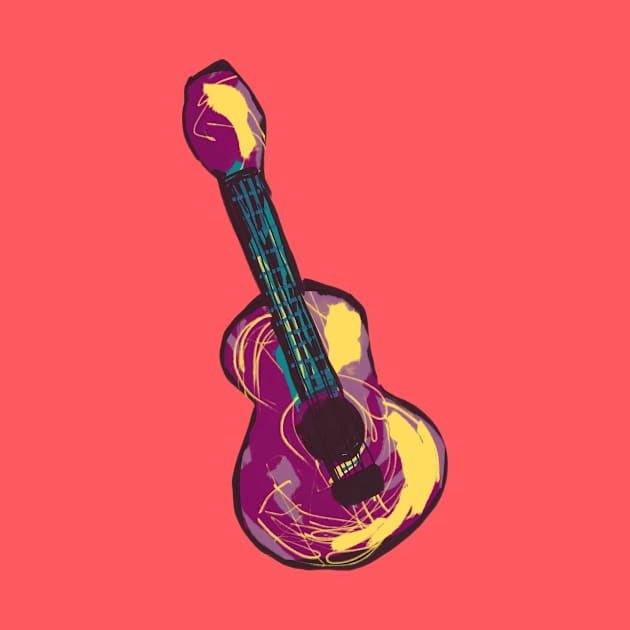 Colorful Acoustic Guitar by Sleepycircle