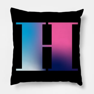 Capital Letter H Monogram Gradient Pink Blue White Pillow