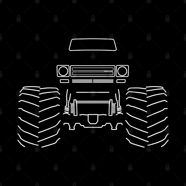 Monster truck IH Scout white outline graphic by soitwouldseem