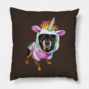 Cute Chihuahua in a Unicorn Outfit Pillow