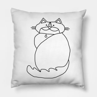 Kevin the Cat Black Line Drawing Pillow