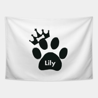 Lily name made of hand drawn paw prints Tapestry