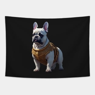 Badass Frenchie in Golden Armor Tapestry