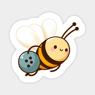 cute bee carrying a bowling ball Magnet