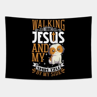 Jesus and dog - Shih Tzu Tapestry