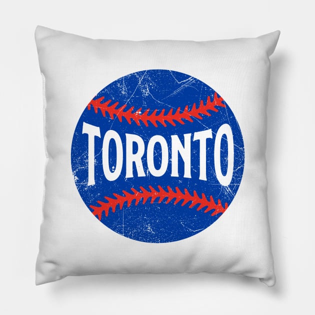 Toronto Retro Baseball - White Pillow by KFig21