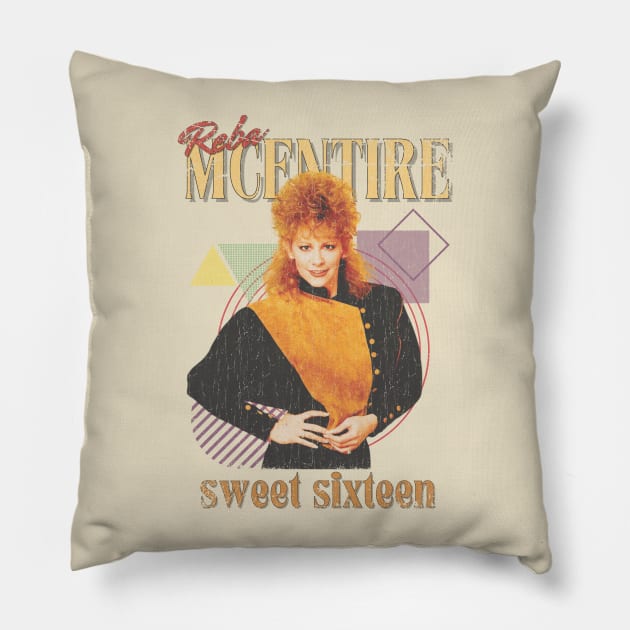 Reba McEntire Vintage 1955 // Sweet Sixteen Original Fan Design Artwork Pillow by A Design for Life