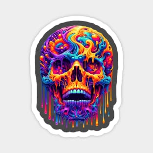 melting psychedelic skull Magnet