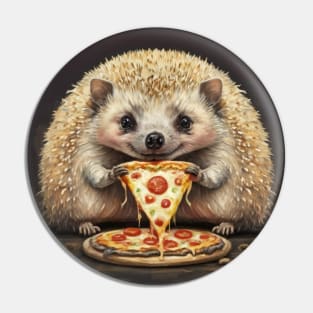 Funny hedgehog eating a pizza gift ideas Pin