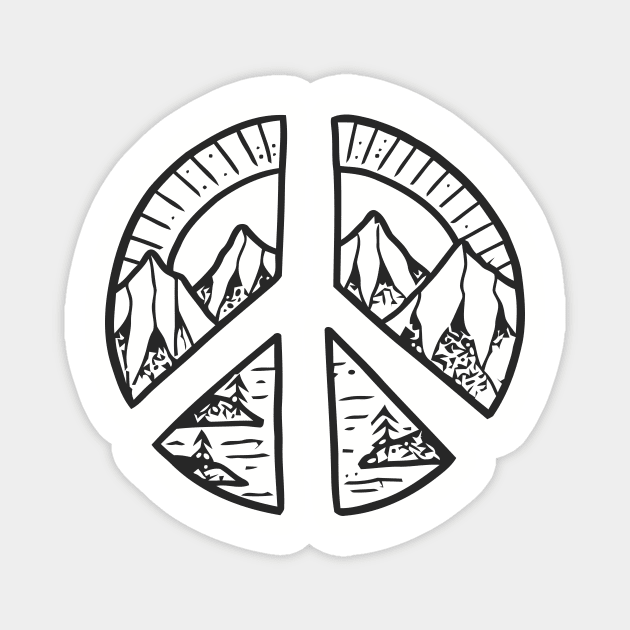 Peace Sign and Mountain Design Magnet by LeCouleur