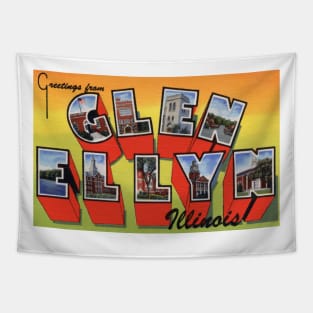 Greetings from Glen Ellyn, Illinois - Vintage Large Letter Postcard Tapestry