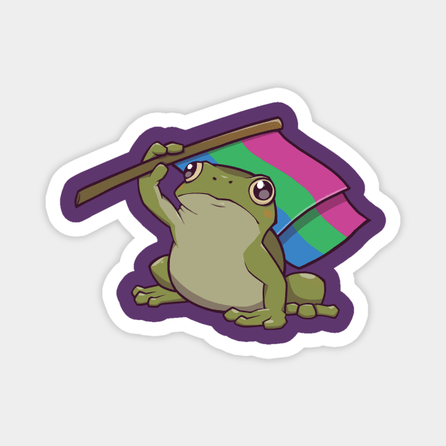 Polysexual Pride Flag-Holding Frog Magnet by saltuurn