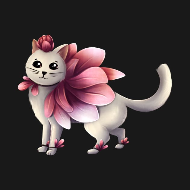 Cat with magnolia flowers by Karmellime