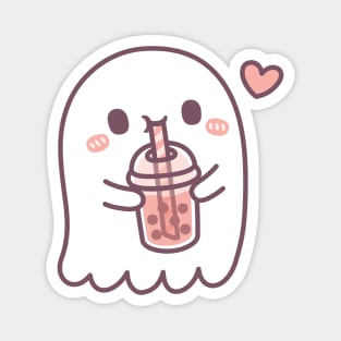 Cute Ghost Loves Boba Tea Magnet