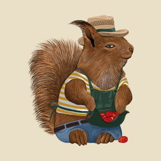 Squirrel collecting strawberries T-Shirt