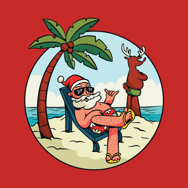 Cute Cartoon Santa on the Beach by SLAG_Creative