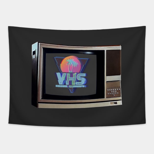 TV SET / VHS #3 (palms & grid) (GLITCHED) Tapestry by RickTurner