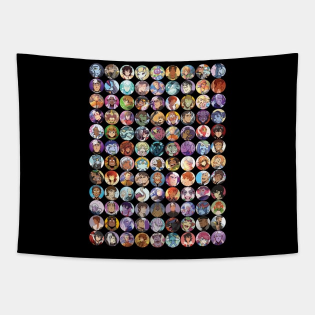 5th Anniversary 108 Voltron Character Discs Tapestry by Let's Voltron Podcast