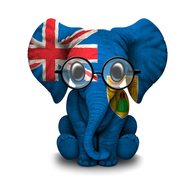 Baby Elephant with Glasses and Turks and Caicos Flag by jeffbartels