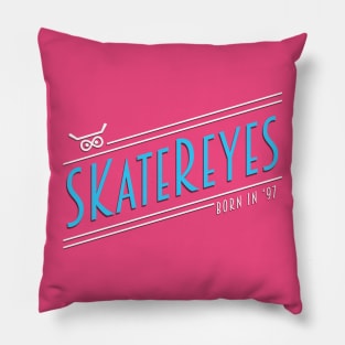 SKateReyes - Retro (Blue Writing) Pillow