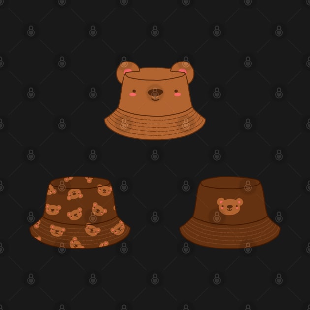 Bear bucket hat set by Nikamii