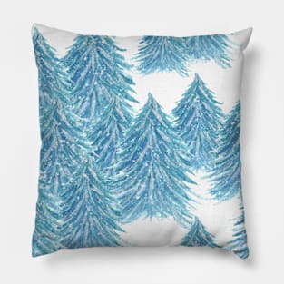 Blue Watercolor Trees Pillow