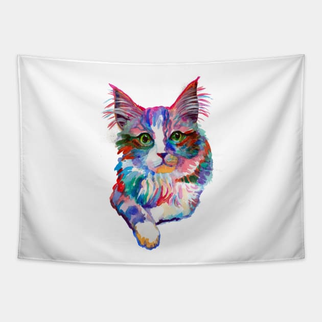 Gree eyes cat Tapestry by AgniArt