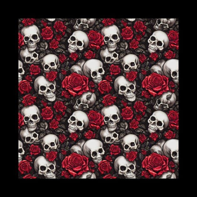 Rose And Skull Pattern by Teewyld