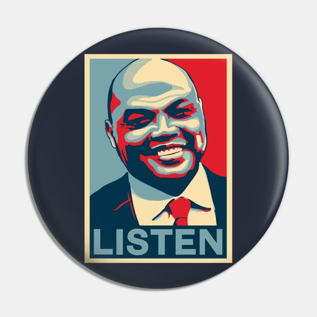 Charles Barkley Listen Obama Hope Large Print Pin by qiangdade