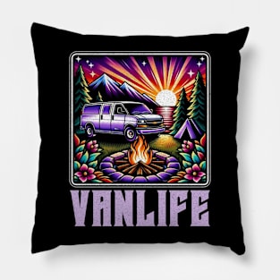 Vanlife purple sunset Pillow