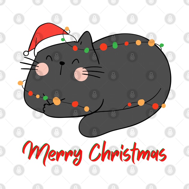 SLEEPY FUNNY CAT Merry Christmas! by Rightshirt