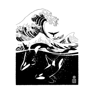 Japanese wave with killer whales T-Shirt