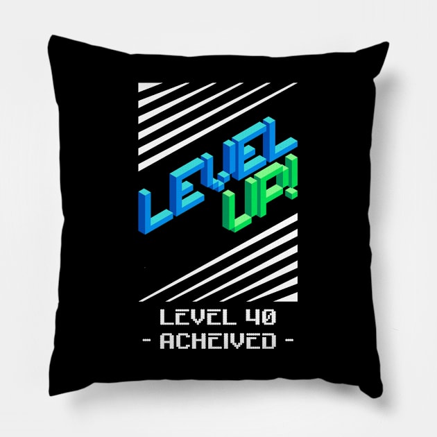 Level Up 40th Birthday Pillow by LittleBoxOfLyrics