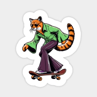 Retro Cat Skateboarder - Vintage Style Illustration Magnet