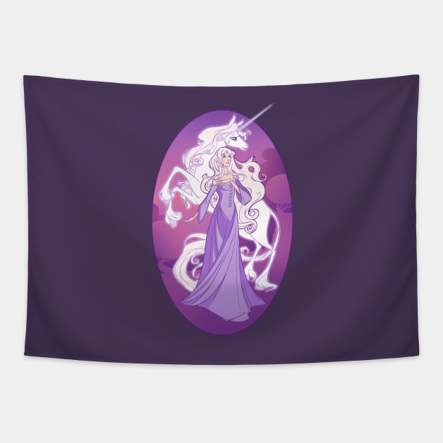 Unicorn or Woman Tapestry by capnflynn