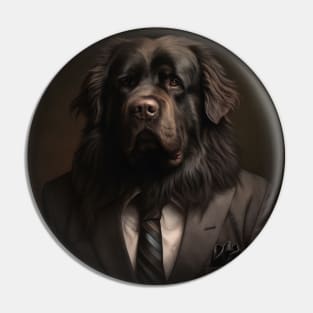 Newfoundland Dog in Suit Pin