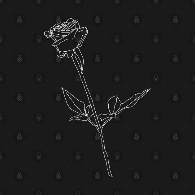 Rose Line Art Monochrome Illustration by mareescatharsis