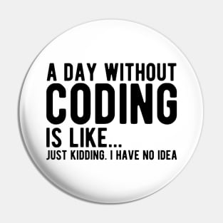 Coder - A day  without  coding is like... Just kidding, I  have no Idea Pin