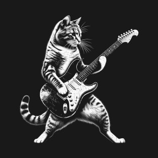 Rockstar Cat Guitarist T-Shirt – Feline Musician Rock Tee T-Shirt