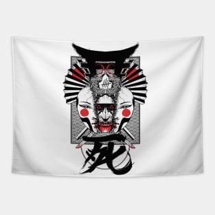 Japanese Samurai Demon Mask Tapestry