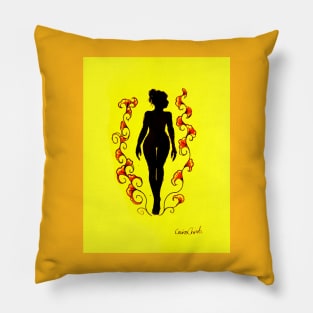 Woman with red flowers Pillow