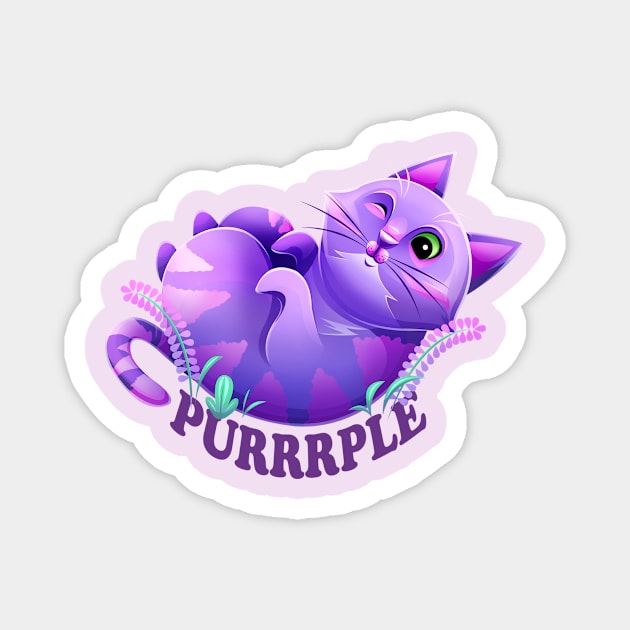 Purrrple fantasy cat Magnet by Art by Angele G