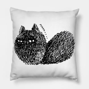 cute black sad cat Pillow