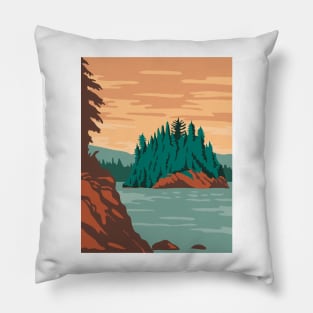 Isle Royale National Park and of islands in Lake Superior Michigan United States WPA Poster Art Color Pillow