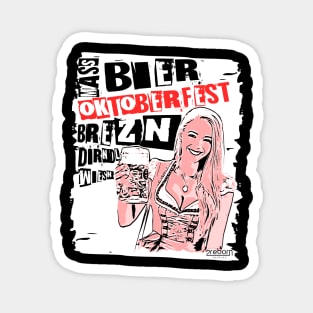 2reborn JEN Oktoberfest Bier Party Dirndl white roes Magnet