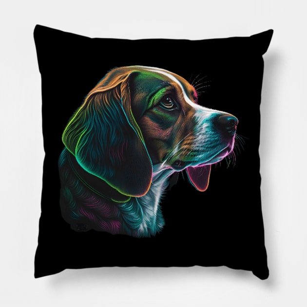 Neon Beagle Pillow by Sygluv