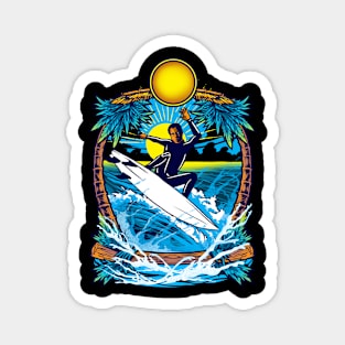 Summer Tropical Surfing Ocean Magnet