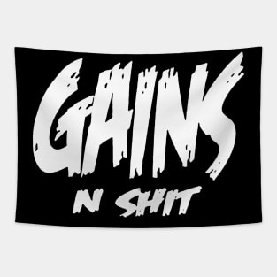 gains and shit gym Tapestry